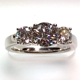 3 stone engagement ring with Lab Grown Diamonds