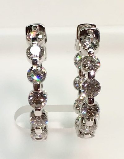 Diamond hoop earrings close up