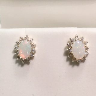 Opal diamond earrings