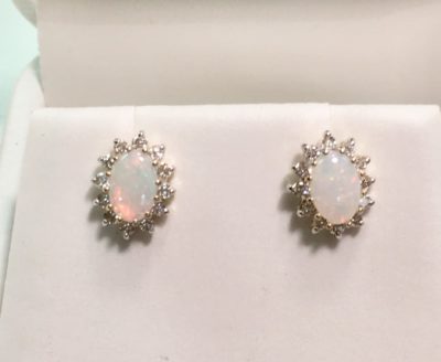 Opal diamond earrings