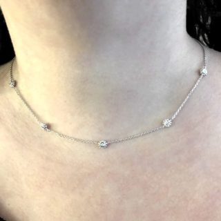 Diamond stations on necklace