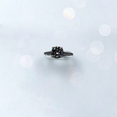 Top view of lab grown diamond ring