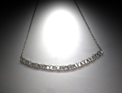 Custom 14k White Gold Diamond Baguette Necklace