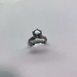 Platinum Engagement Ring with Lab Grown Diamonds Side Profile Medium