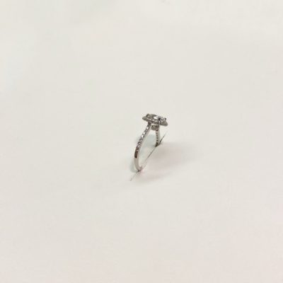 Lab Grown Diamond with White Gold Halo Engagement Ring