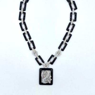 Platinum and Onyx Diamond Necklace