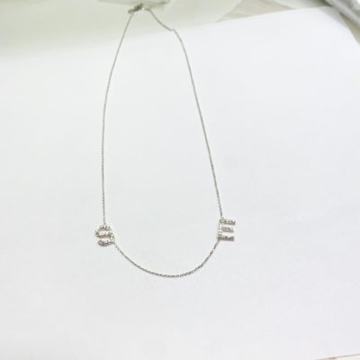 White gold chain and diamond initials