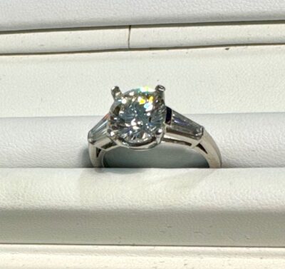 Platinum Engagement Ring with 2 CT Diamonds