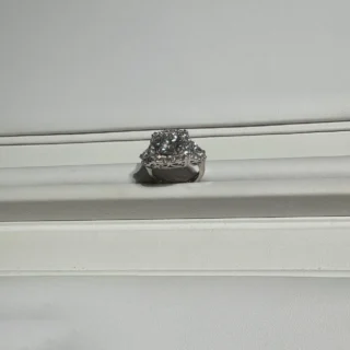 2.82 CT Diamond Ring with Pear Sides in 14K White Gold