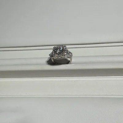 2.82 CT Diamond Ring with Pear Sides in 14K White Gold