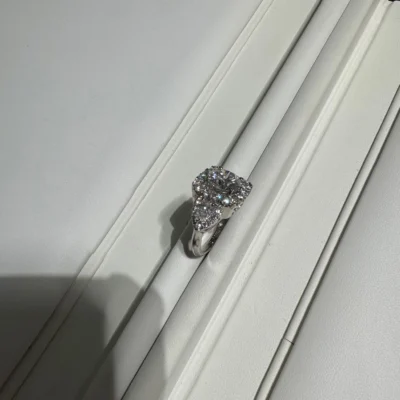 2.82 CT Diamond Ring with Pear Sides in 14K White Gold - Image 2
