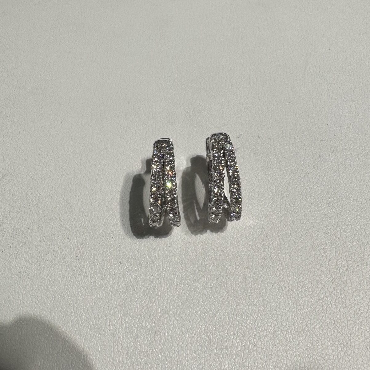 14K White Gold Double Hoop Earrings