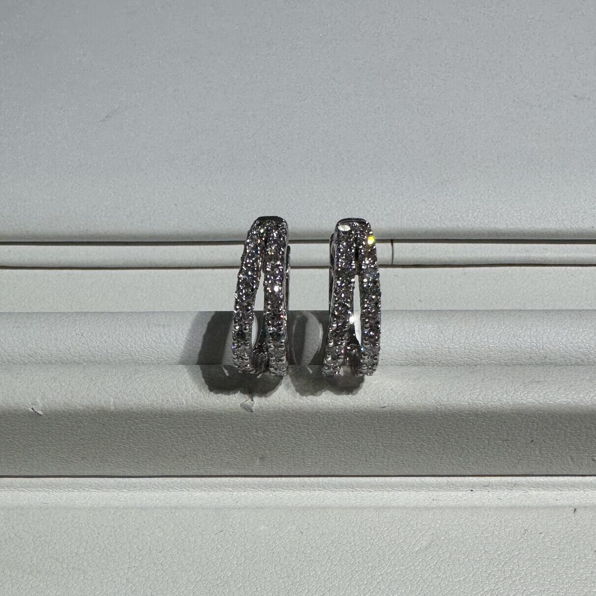 14K White Gold Double Hoop Earrings - Image 2